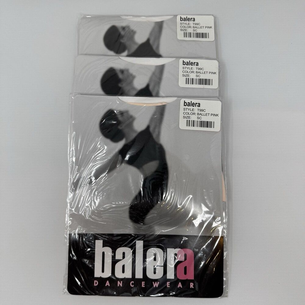 Balera Dancewear Girls Footed Tights Style T99C Ballet Pink Size SC Lot of 3 New